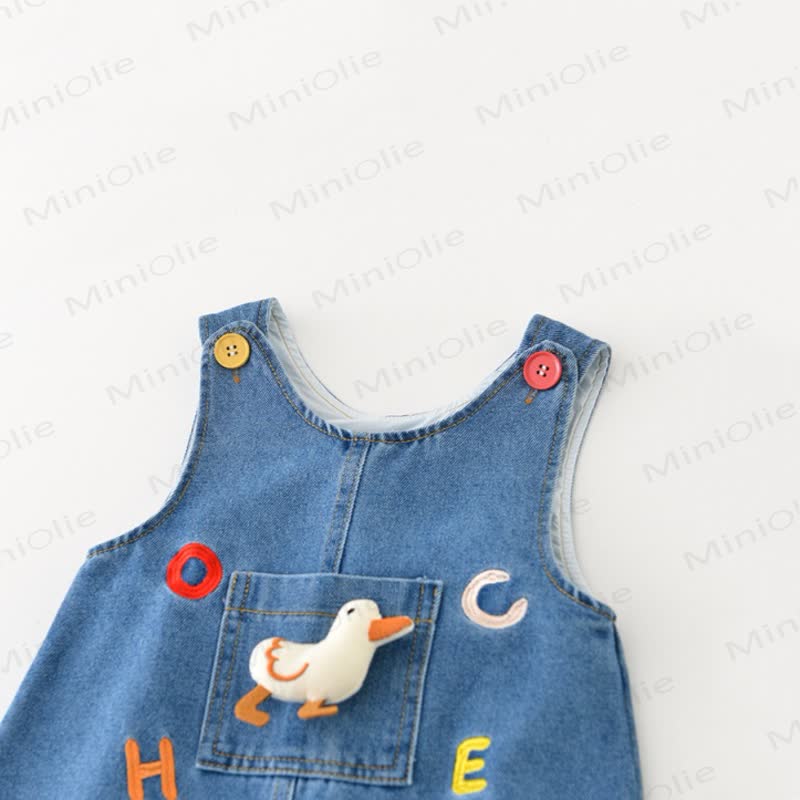 Baby Toddler Blue Duck Patch Denim Overalls - image 4