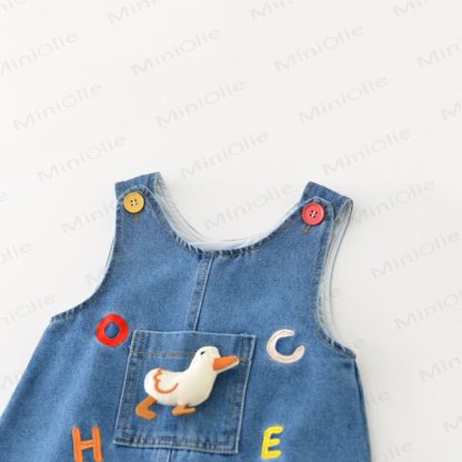 Baby Toddler Blue Duck Patch Denim Overalls - image 4