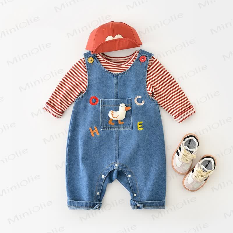 Baby Toddler Blue Duck Patch Denim Overalls - image 2