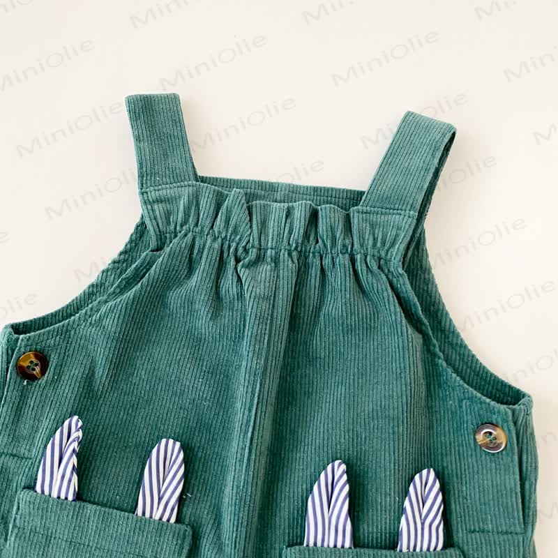 Baby Toddler Green Bunny Corduroy Overalls - image 4