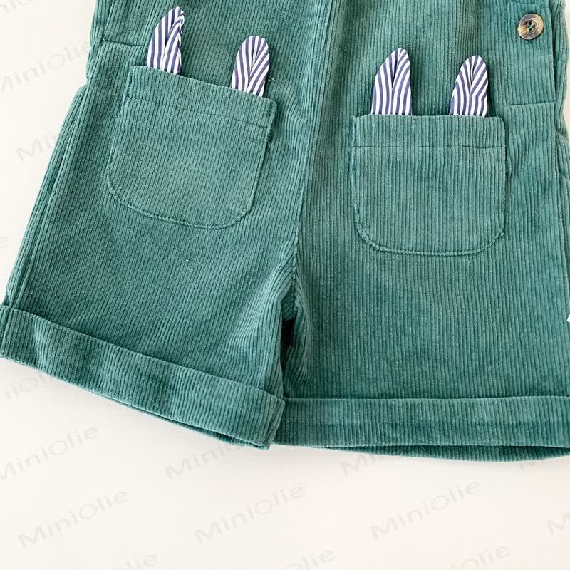 Baby Toddler Green Bunny Corduroy Overalls - image 7