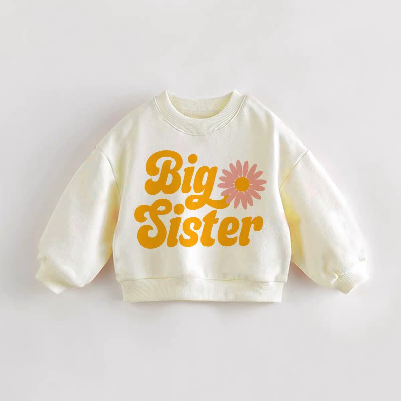 BIG SISTER Baby Toddler Flower Cream Sweatshirt - Cream - 3-5T - image 1