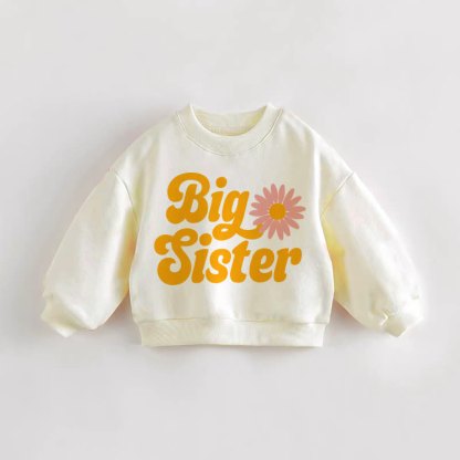 BIG SISTER Baby Toddler Flower Cream Sweatshirt - Cream - 3-5T - image 1