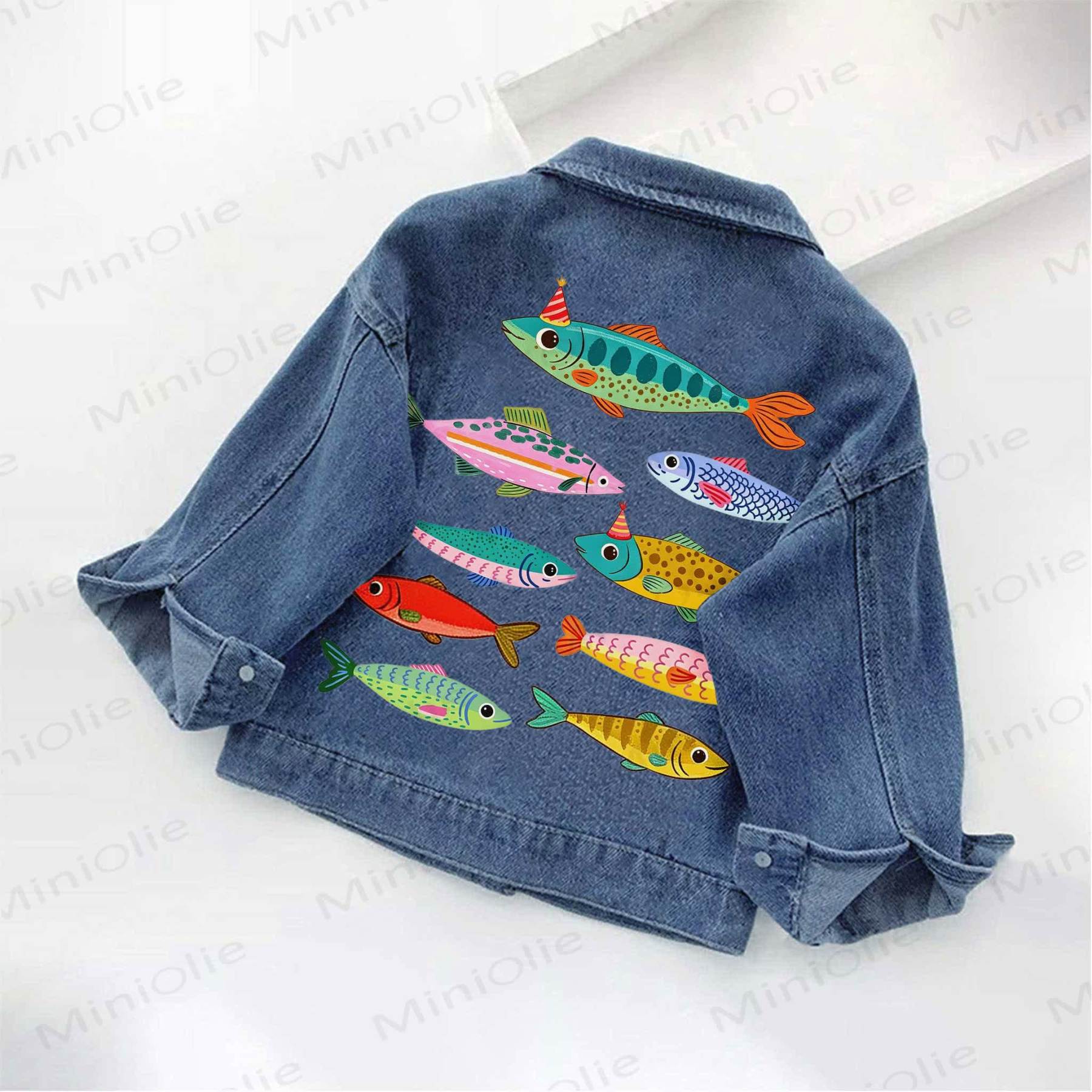 Toddler Kid Colorful Fish Print Denim Jacket - image 2