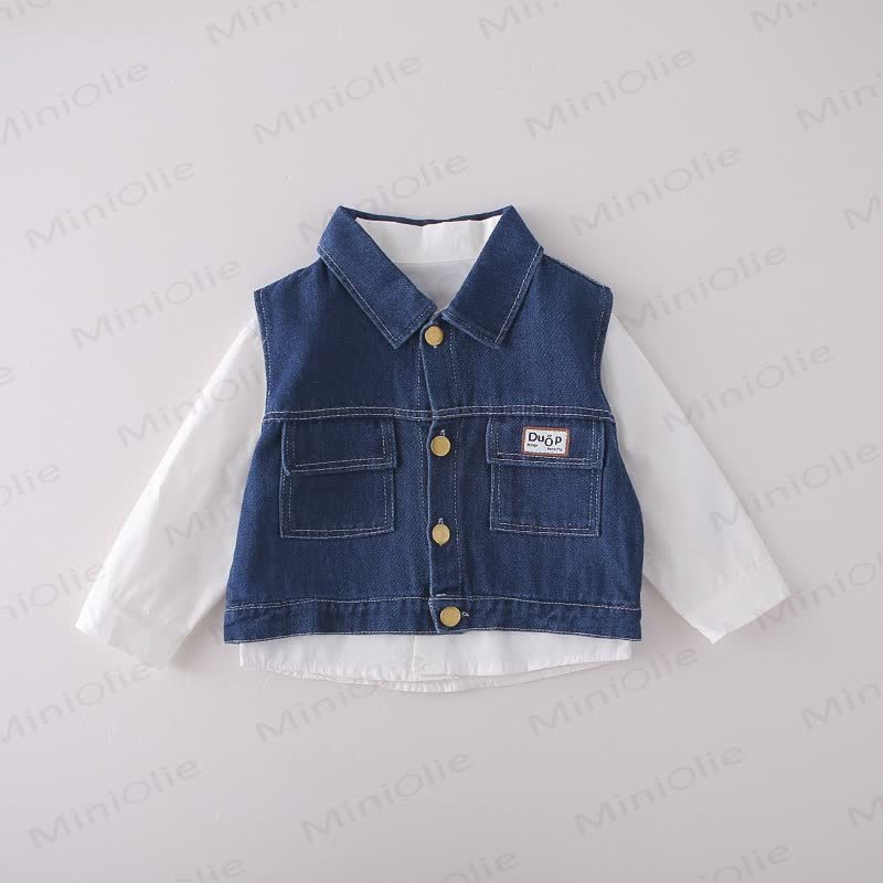 Baby Toddler Casual Denim Vest and Pants 3-piece Set - image 5