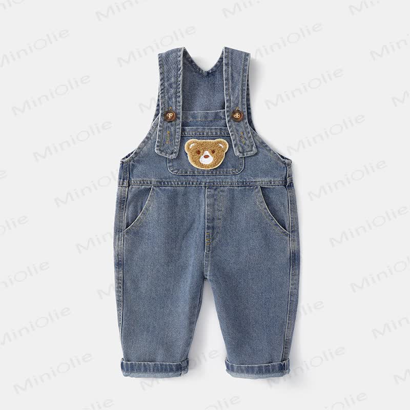 Baby Toddler Bear Pocket Denim Overalls - Blue - 4-5T - image 2