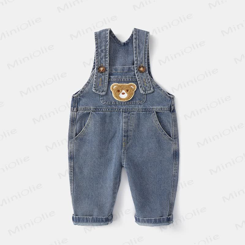 Baby Toddler Bear Pocket Denim Overalls - Blue - 4-5T - image 2