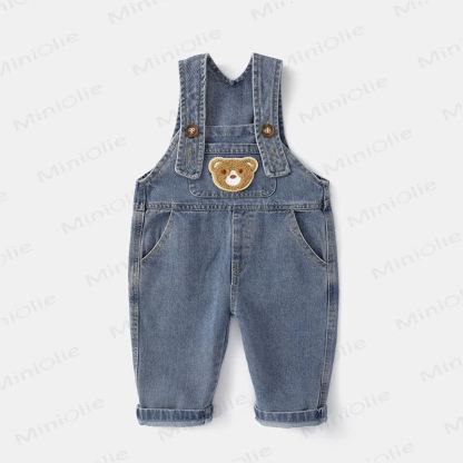 Baby Toddler Bear Pocket Denim Overalls - Blue - 4-5T - image 2