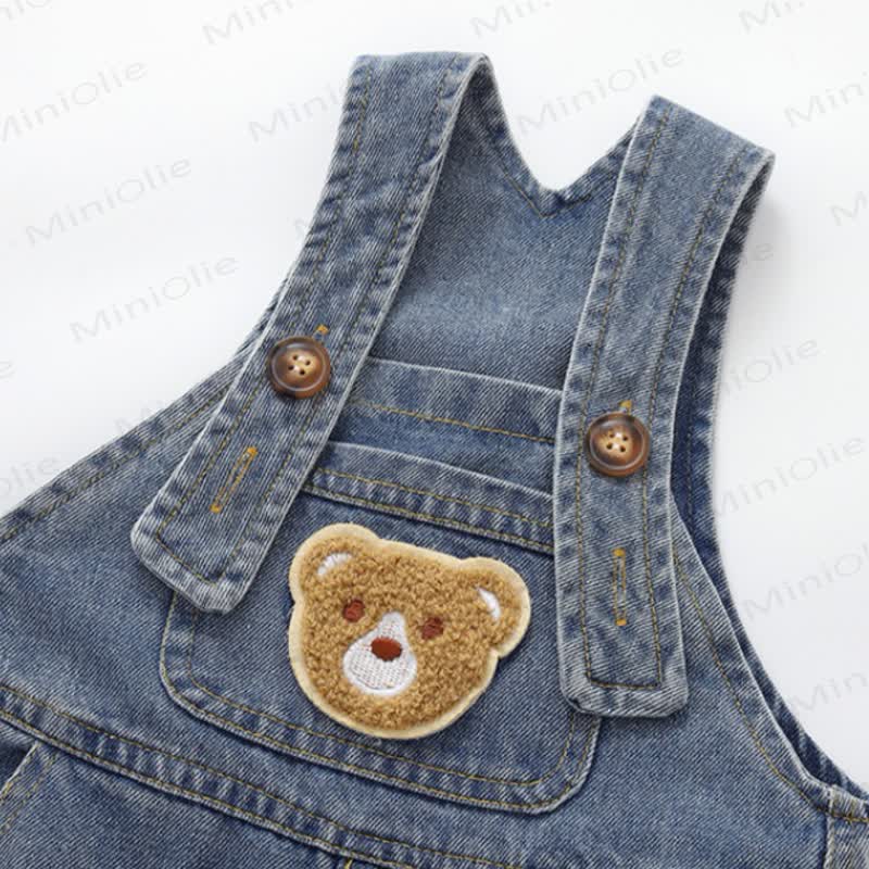 Baby Toddler Bear Pocket Denim Overalls - image 4