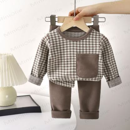 Toddler Gingham Top and Pants Pyjama 2-piece Set - Brown - 10-11T - image 4