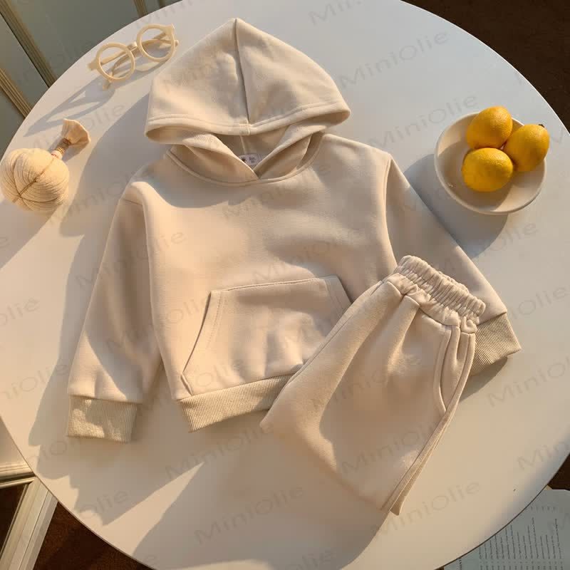Toddler Girls Pullover Hoodie and Jogger 2-piece Set - Beige - 10-11T - image 4