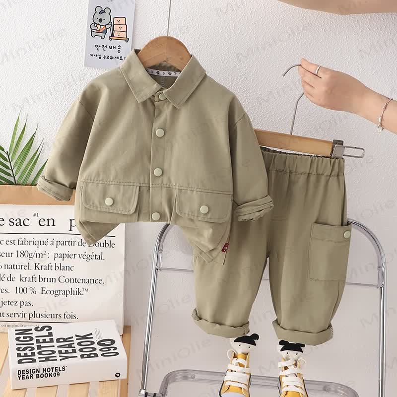 Toddler Baby Boys Casual Utility Jacket and Cargo Pants 2-piece Set - Green - 4-5T - image 2