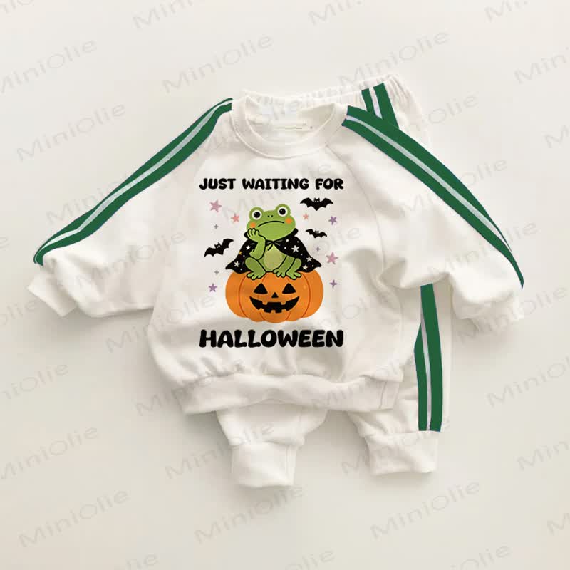 JUST WAITING FOR HALLOWEEN Baby Toddler Green Striped 2-piece Set - White&Green - 3-5T - image 1