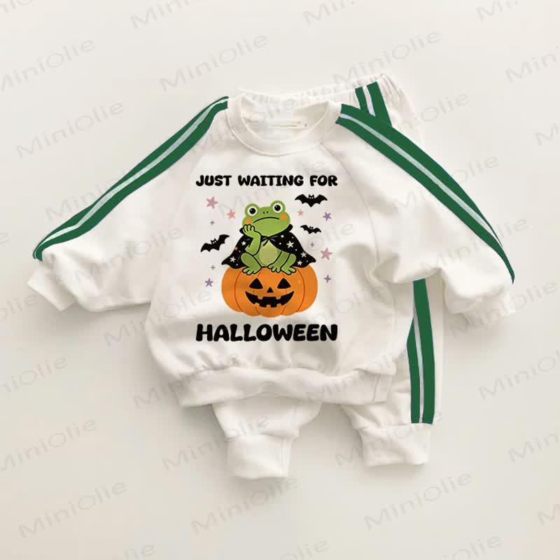 JUST WAITING FOR HALLOWEEN Baby Toddler Green Striped 2-piece Set - White&Green - 3-5T - image 1