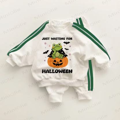 JUST WAITING FOR HALLOWEEN Baby Toddler Green Striped 2-piece Set - White&Green - 3-5T - image 1
