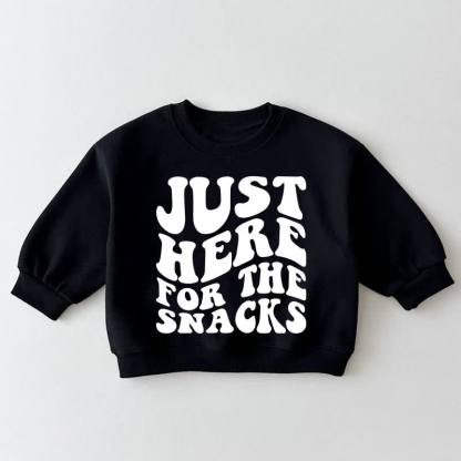 JUST HERE FOR THE SNACKS Baby Toddler Black Sweatshirt - Black - 3-5T - image 1