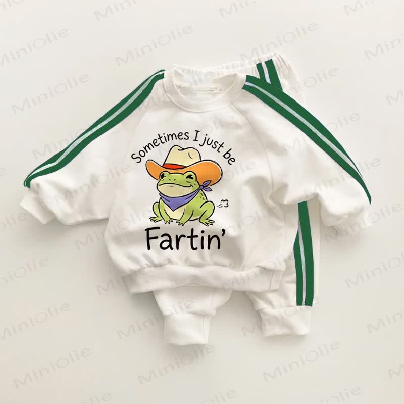 SOMETIMES I JUST BE FARTIN' Baby Toddler Green Striped 2-piece Set - White&Green - 3-5T - image 1
