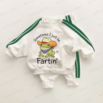 SOMETIMES I JUST BE FARTIN' Baby Toddler Green Striped 2-piece Set - White&Green - 3-5T - image 1