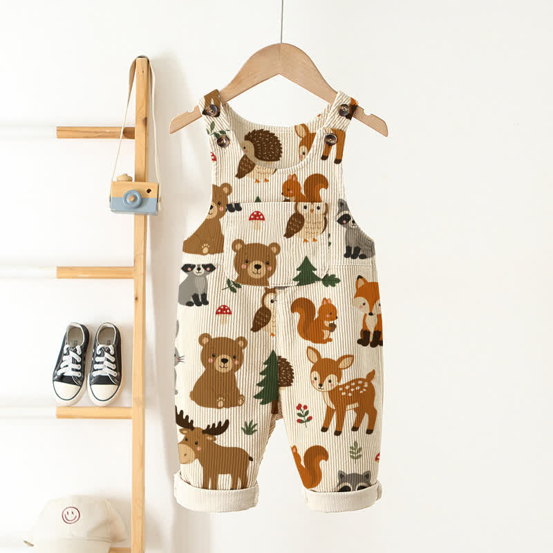 Baby Toddler Beige Animal Corduroy Pocket Overalls - Beige - 3-5T - image 1