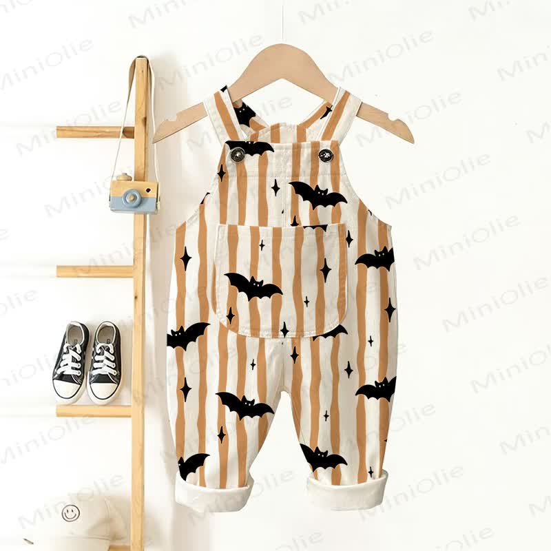 Baby Toddler Bat Striped Overalls - Orange - 3-5T - image 1