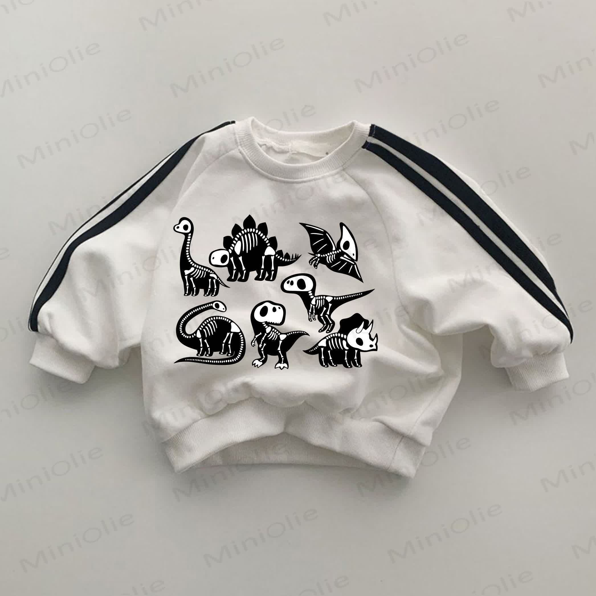 Baby Dinosaur Skeleton Print White Sweatshirt - White - 2-3T - image 1