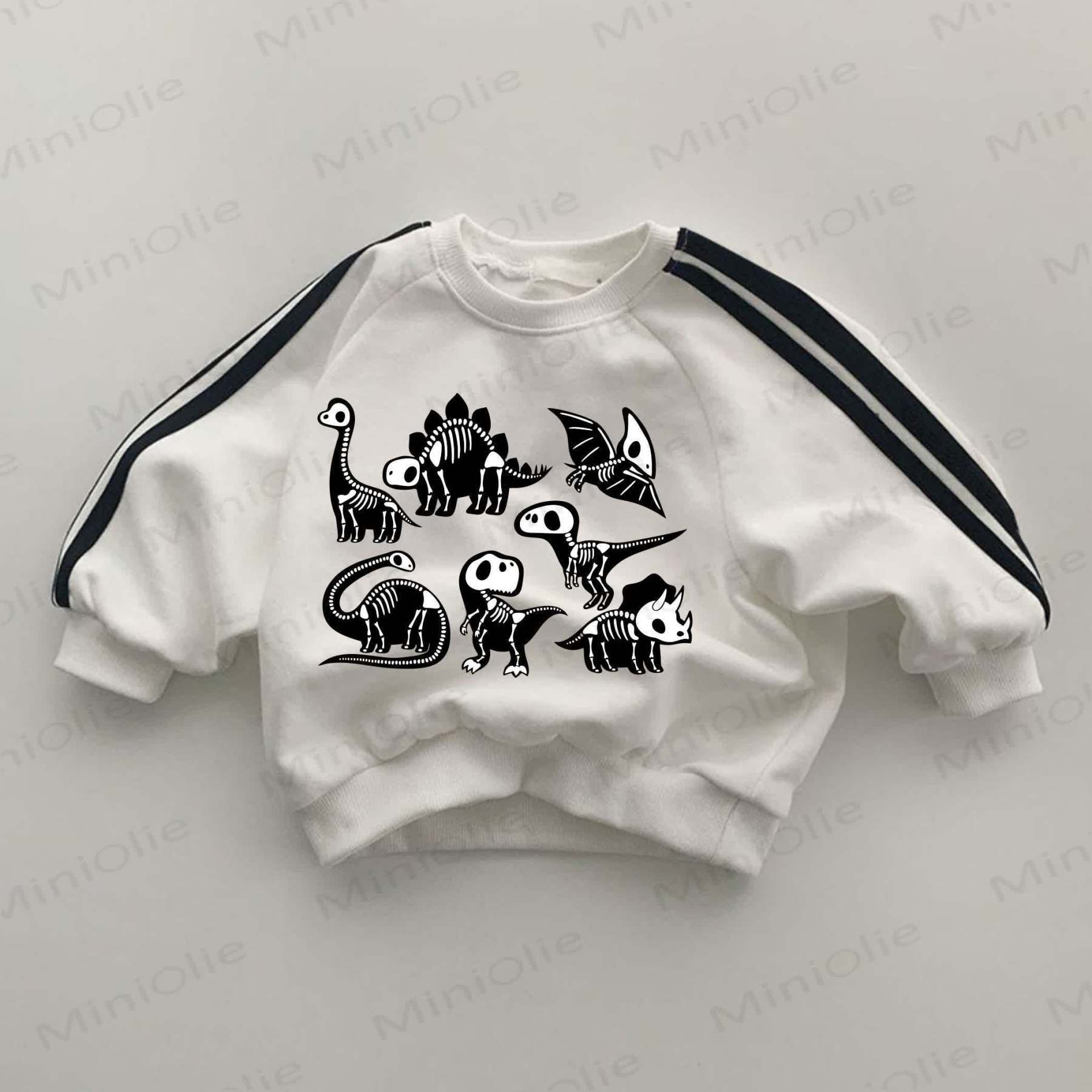 Baby Dinosaur Skeleton Print White Sweatshirt - White - 2-3T - image 1