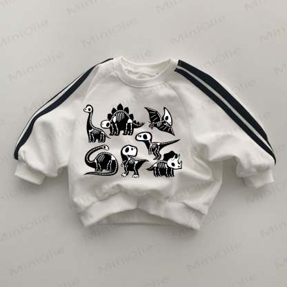 Baby Dinosaur Skeleton Print White Sweatshirt - White - 2-3T - image 1