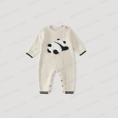 Baby Fleece Animal Print Romper - Beige - 2-3T - image 2