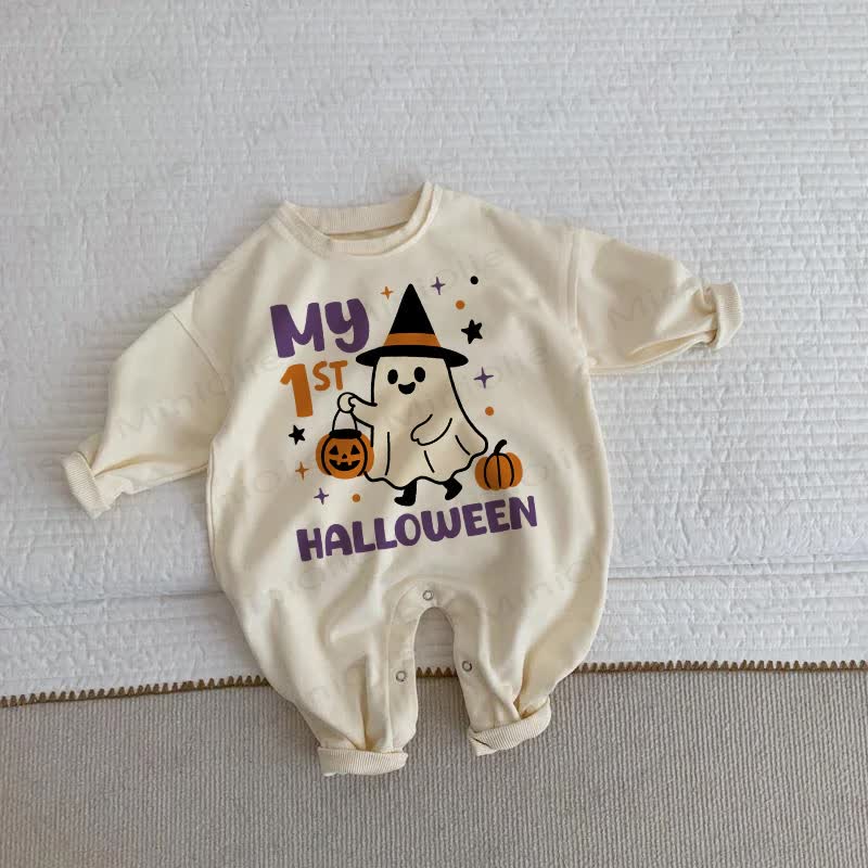 MY 1ST HALLOWEEN Baby Ghost Beige Romper - Beige - 2-3T - image 1