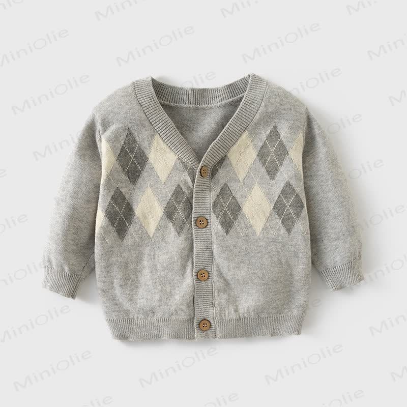 Baby Toddler Boys Shirt and Pants Set or Gentleman Cardigan - Gray Argyle - 3-4T - image 3