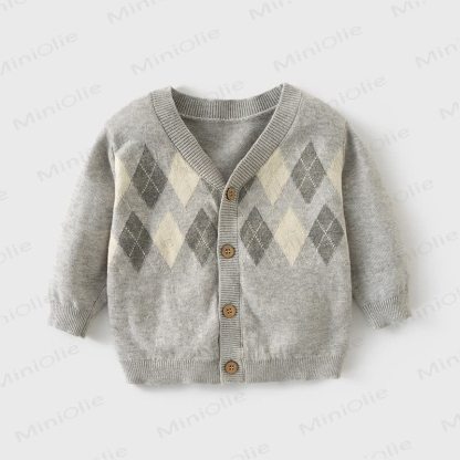 Baby Toddler Boys Shirt and Pants Set or Gentleman Cardigan - Gray Argyle - 3-4T - image 3