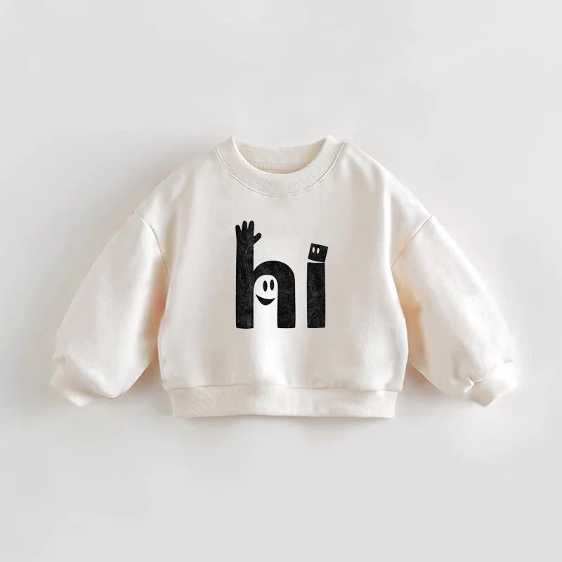 HI Baby Toddler Smiley Face Print Sweatshirt - Cream - 3-5T - image 1