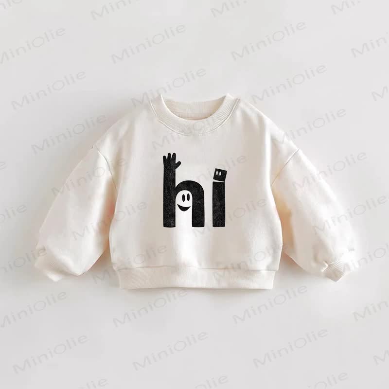 HI Baby Toddler Smiley Face Print Sweatshirt - Cream - 3-5T - image 1