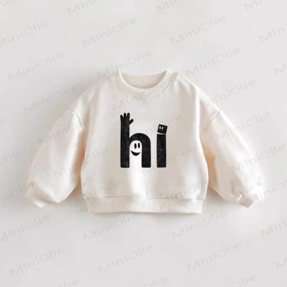 HI Baby Toddler Smiley Face Print Sweatshirt - Cream - 3-5T - image 1