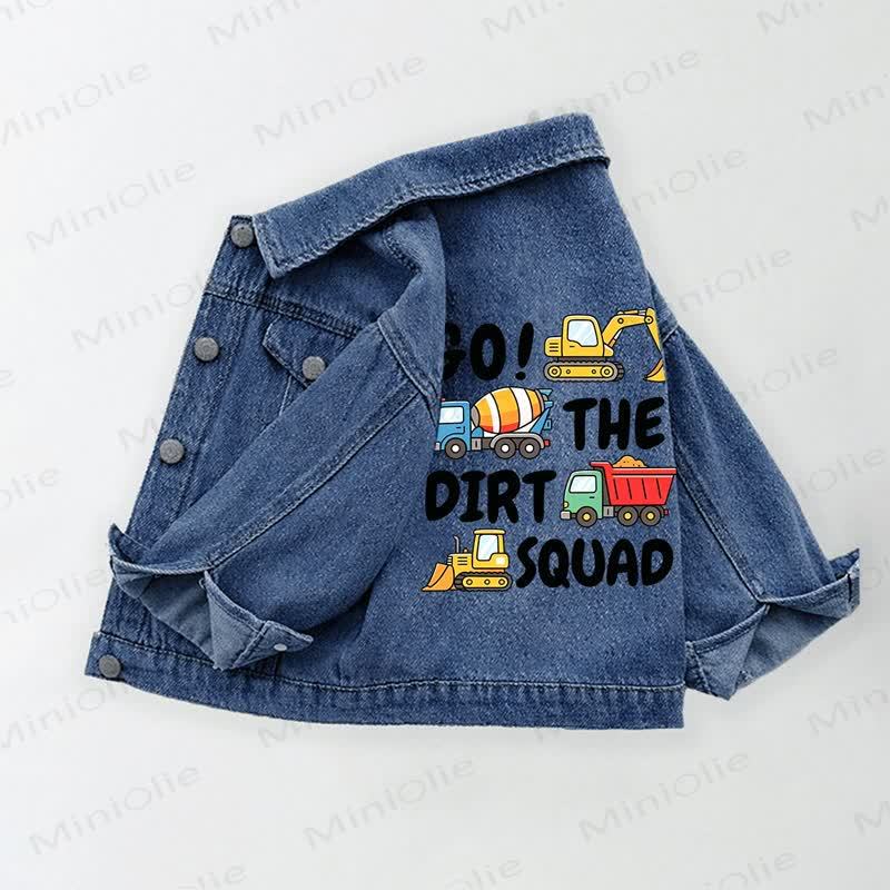 GO! THE DIRT SQUAD Toddler Kid Truck Print Denim Jacket - Blue - 10-11T - image 1