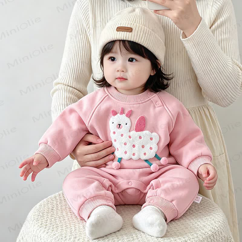 Baby Animal Applique Cotton Long Sleeve Romper - image 3