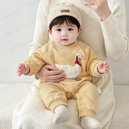 Baby Animal Applique Cotton Long Sleeve Romper - image 5