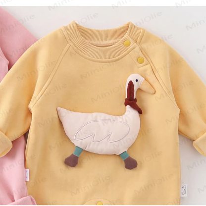 Baby Animal Applique Cotton Long Sleeve Romper - image 7