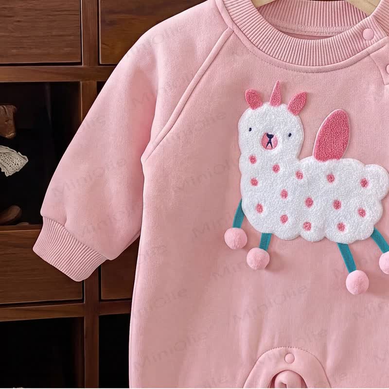 Baby Animal Applique Cotton Long Sleeve Romper - image 8