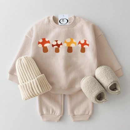 Baby Four Mushrooms Beige Sweatshirt 2-piece Set - Beige - 2-3T - image 1