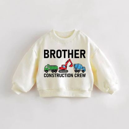 BROTHER CONSTRUCTION CREW Baby Toddler Cream Sweatshirt - Cream - 3-5T - image 1
