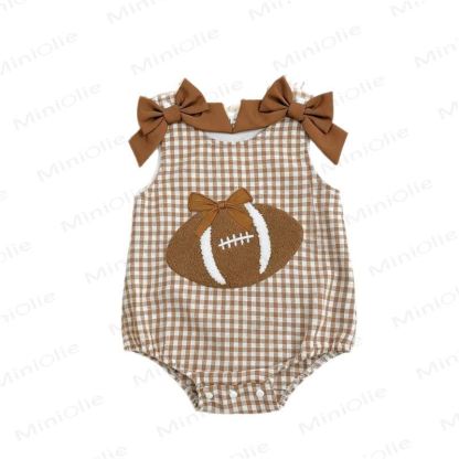 Baby Gingham Football Sleeveless Bodysuit - image 5