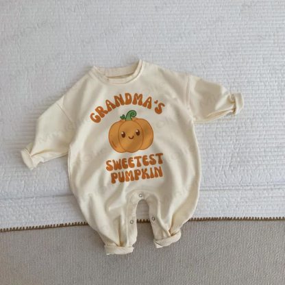 GRANDMA'S SWEETEST PUMPKIN Baby Beige Romper - Beige - 2-3T - image 1