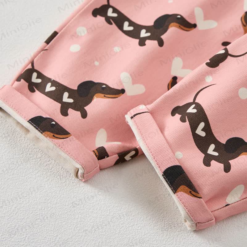 Baby Toddler Dachshund Heart Print Overalls - image 6