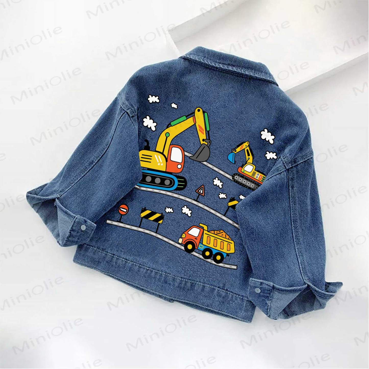 Toddler Kid Cartoon Construction Vehicles Print Denim Jacket - image 2