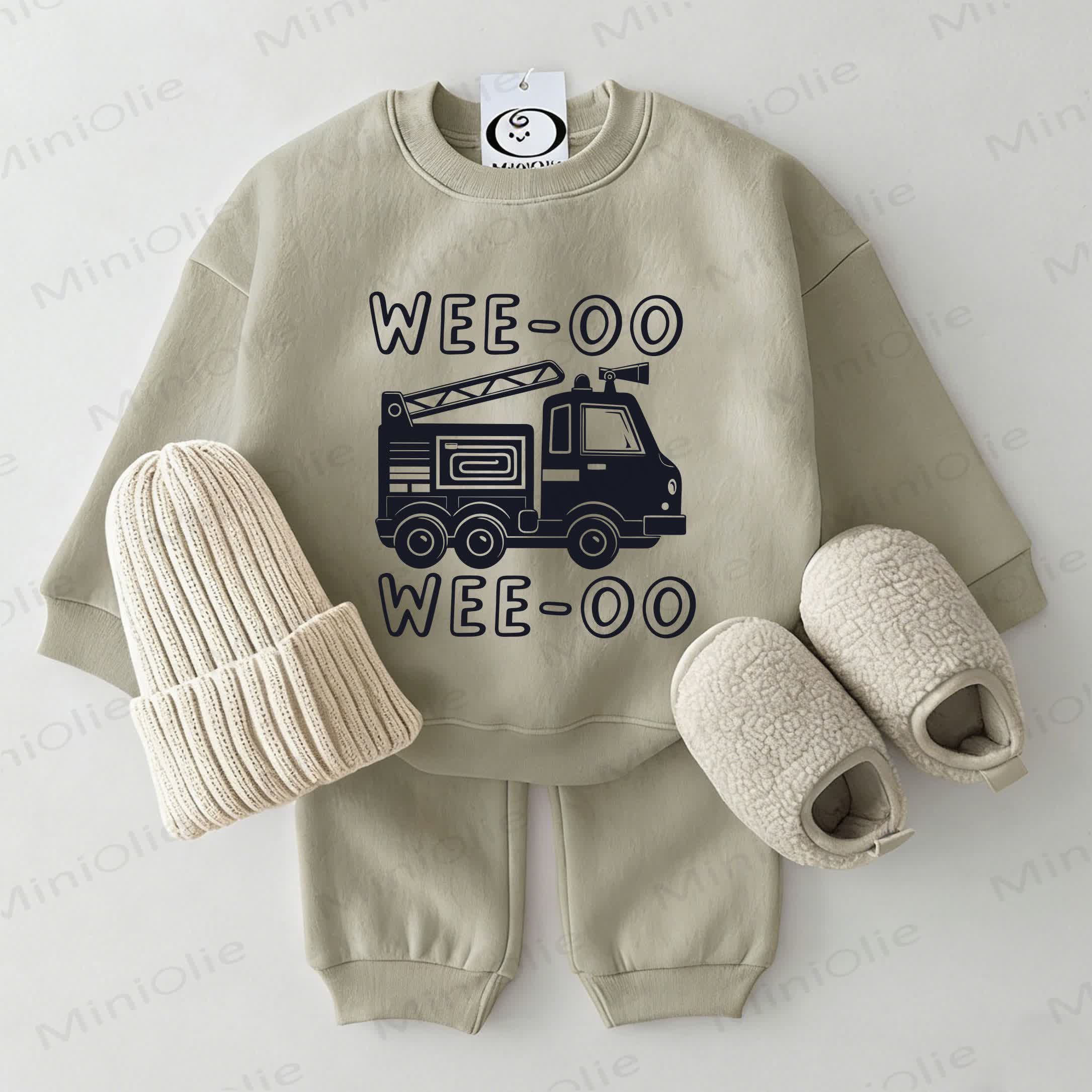 WEE‑OO WEE‑OO Baby Sweatshirt 2-piece Grey Green Set - Grey Green - 2-3T - image 1