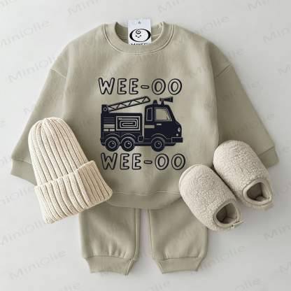 WEE‑OO WEE‑OO Baby Sweatshirt 2-piece Grey Green Set - Grey Green - 2-3T - image 1
