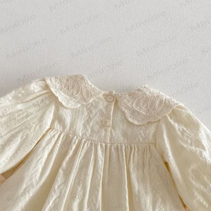 Baby Girl Embroidered Floral Peter Pan Collar Long Sleeve Dress - image 6