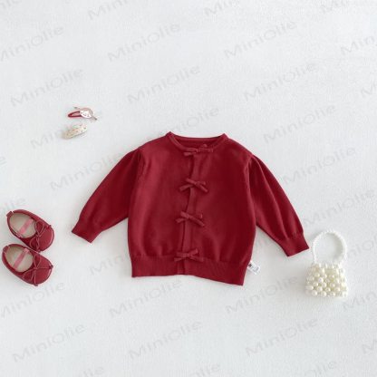 Baby Girl Bow Cardigan and Tiered Tulle Dress - Red - 2-3T - image 5