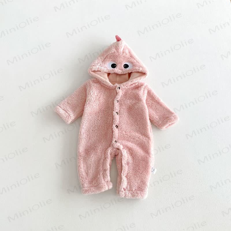 Baby Fleece Hood Snap Front Romper - Pink - 18-24M - image 8